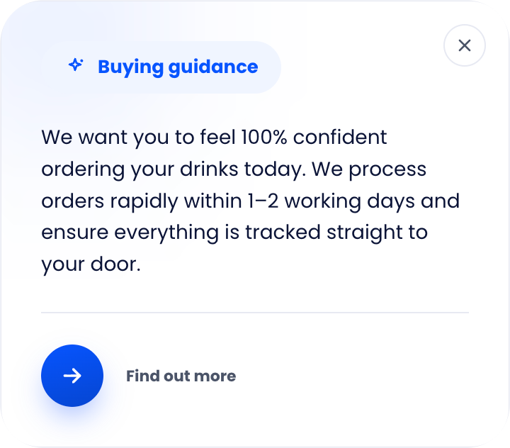 Actual Signalbuy buying guidance explaining order processing within 1–2 working days and tracked delivery